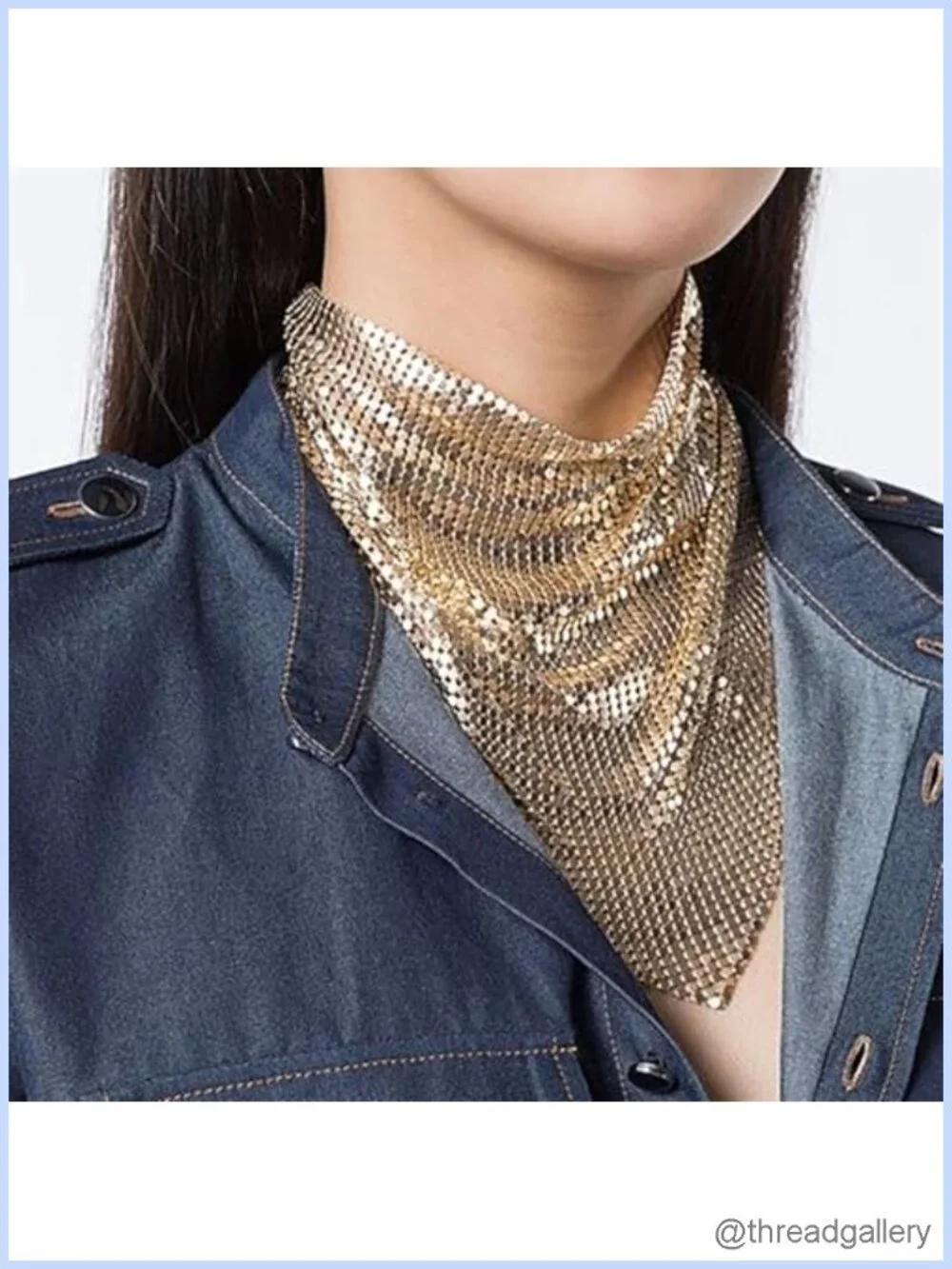 Sequined Bandana Headscarf for Women Adjustable Music Festival Neck Scarf